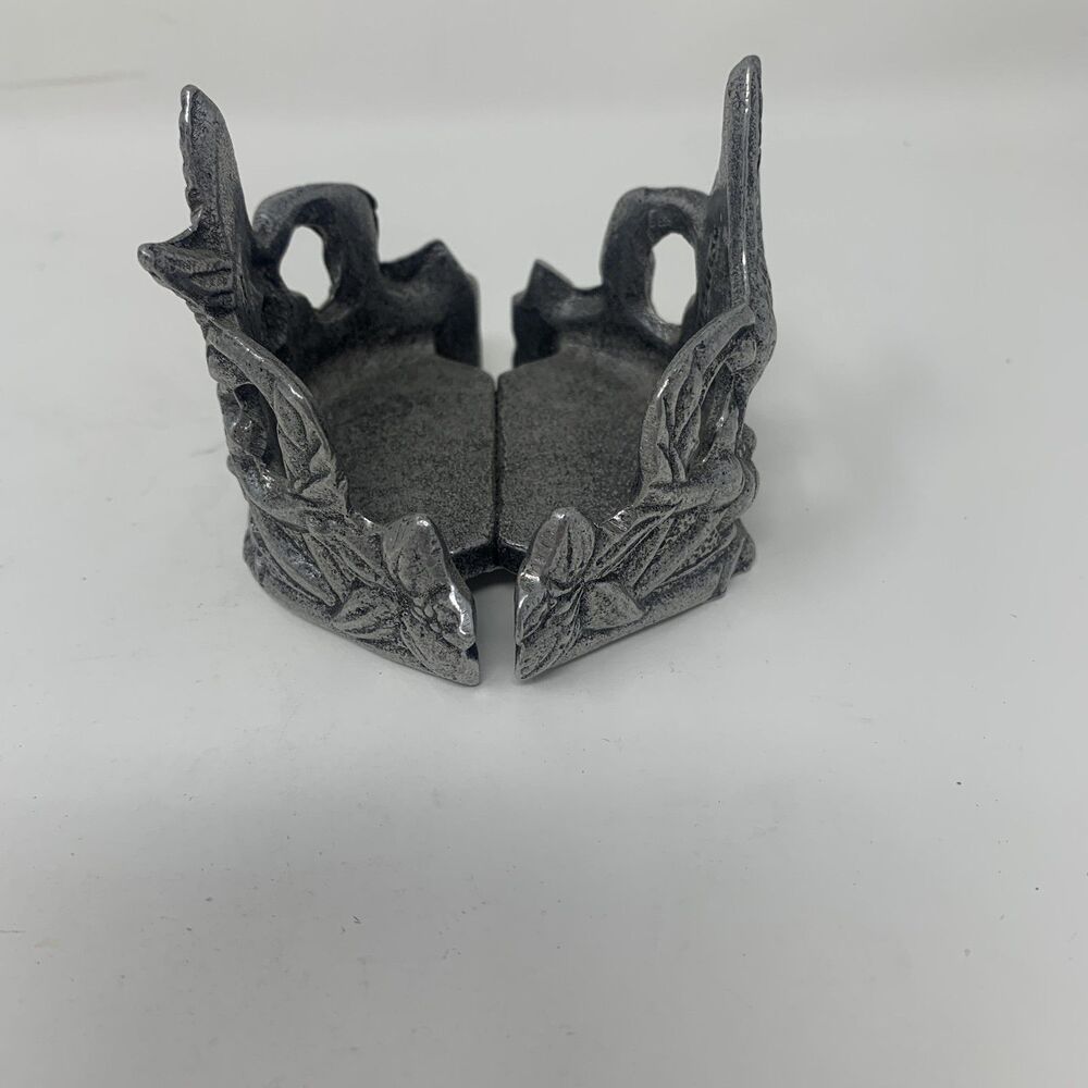 Carson Metal Hummingbird Candle Holder Small Silver Tone Floral Round Decorative